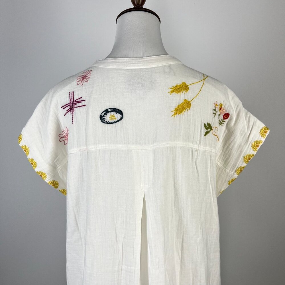 NWOT Johnny Was Women's Embroidered Linen Cotton Mini Dress White Size L Pocket - Picture 9 of 15